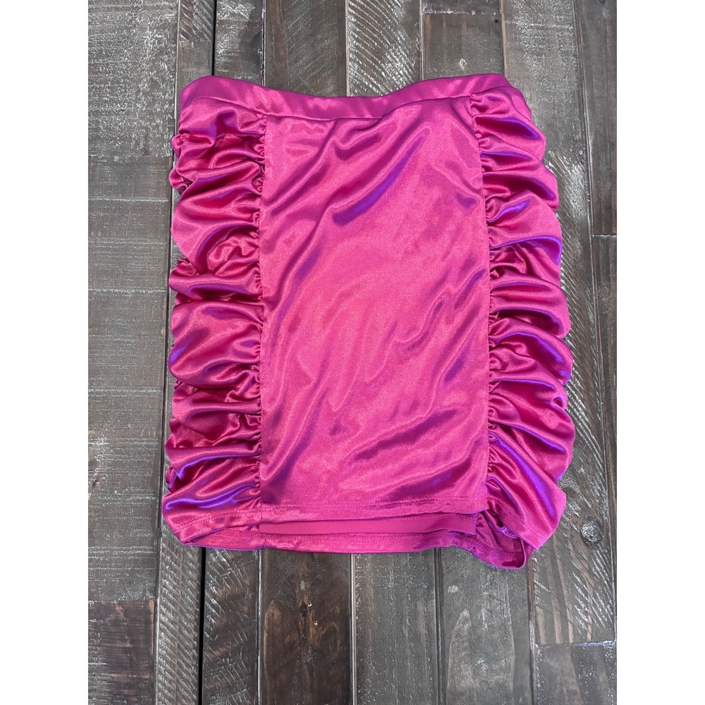 Paperoc Pink Mini Skirt Ruched‎ Bodycon Club Party Sexy Women's Size M